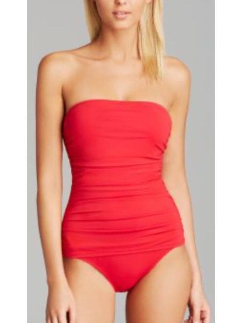 Tommy Bahama Pearl Shirred Bandeau Size 14 One Piece Swim Coral Coast NWT $130 H